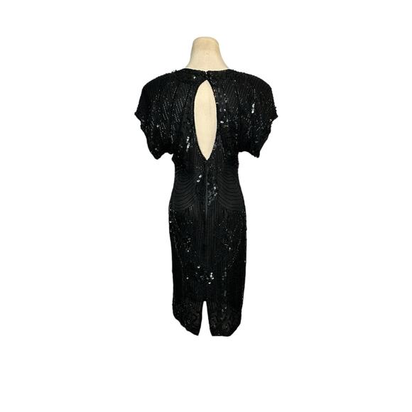 Barkha black sequin silk open back formal party dress size small - Picture 11 of 16